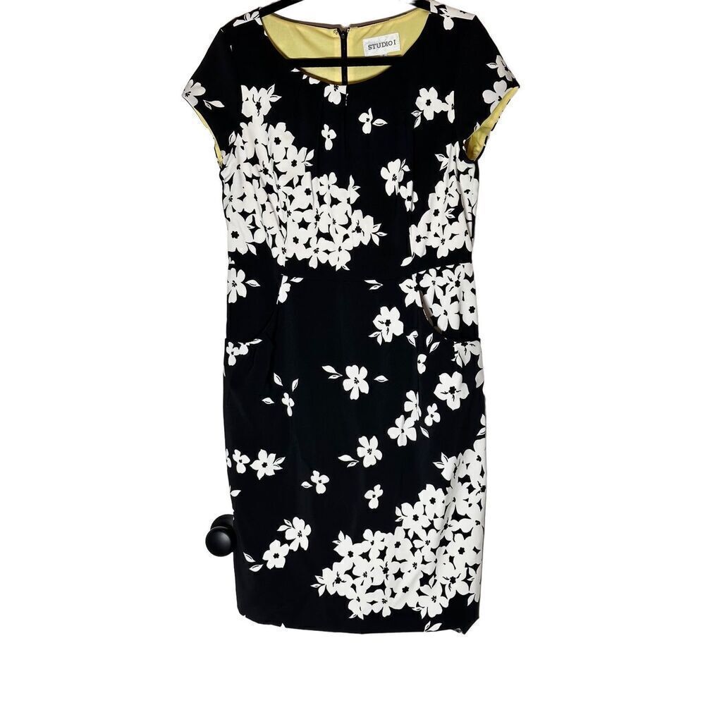 Studio I black and white floral dress size 12